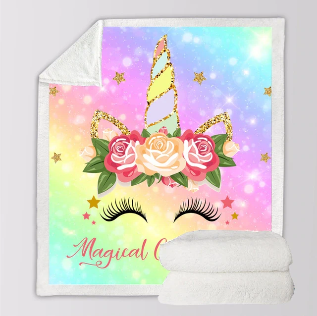 Unicorn Eyelashes Sherpa Fleece Blankets 3 Unicorn Eyelashes Sherpa Fleece Blankets
