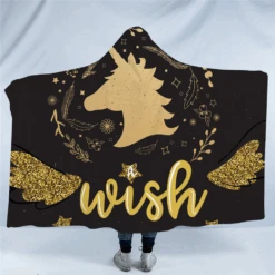 Gold Unicorn Hooded Blanket