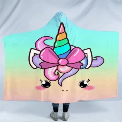 Kawaii Unicorn Hooded Blanket