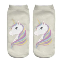 3D Printed Unicorn Womens Socks -Unicorn Fashion emoji unicorn socks Hot Sale 3d Printed womens socks low cut ankle short funny harajuku ankle 4