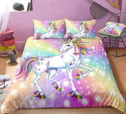 Glittering Rainbow Unicorn Bedding Set