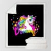 Colorful Dreamy Unicorn Sherpa Fleece Blanket -Unicorn Fashion gray background 1