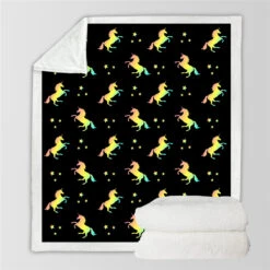 Black Unicorn Themed Sherpa Fleece Blanket