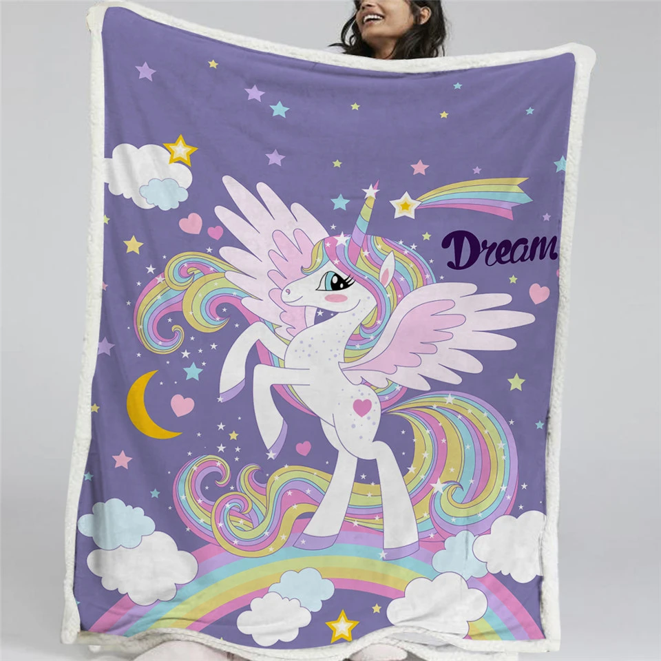 Rainbow Winged Unicorn Sherpa Fleece Blanket 3 Rainbow Winged Unicorn Sherpa Fleece Blanket