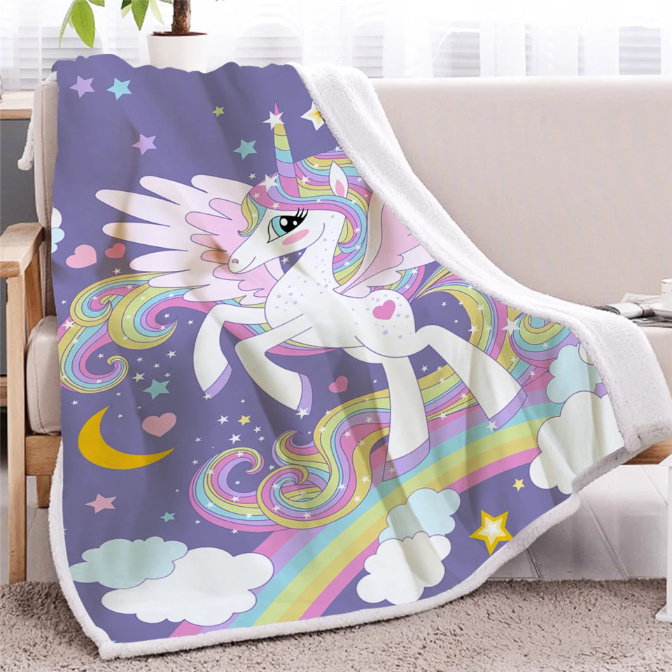 Rainbow Winged Unicorn Sherpa Fleece Blanket 4 Rainbow Winged Unicorn Sherpa Fleece Blanket - Image 2