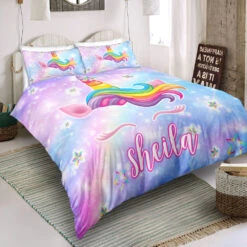 Personalized Custom Galaxy Unicorn Lash Bedding Set -Unicorn Fashion 侧面 5