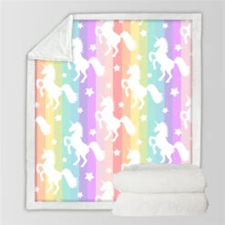 Rainbow Girl Unicorn Sherpa Fleece Blanket