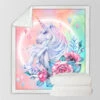 Rose Unicorn Themed Sherpa Fleece Blanket